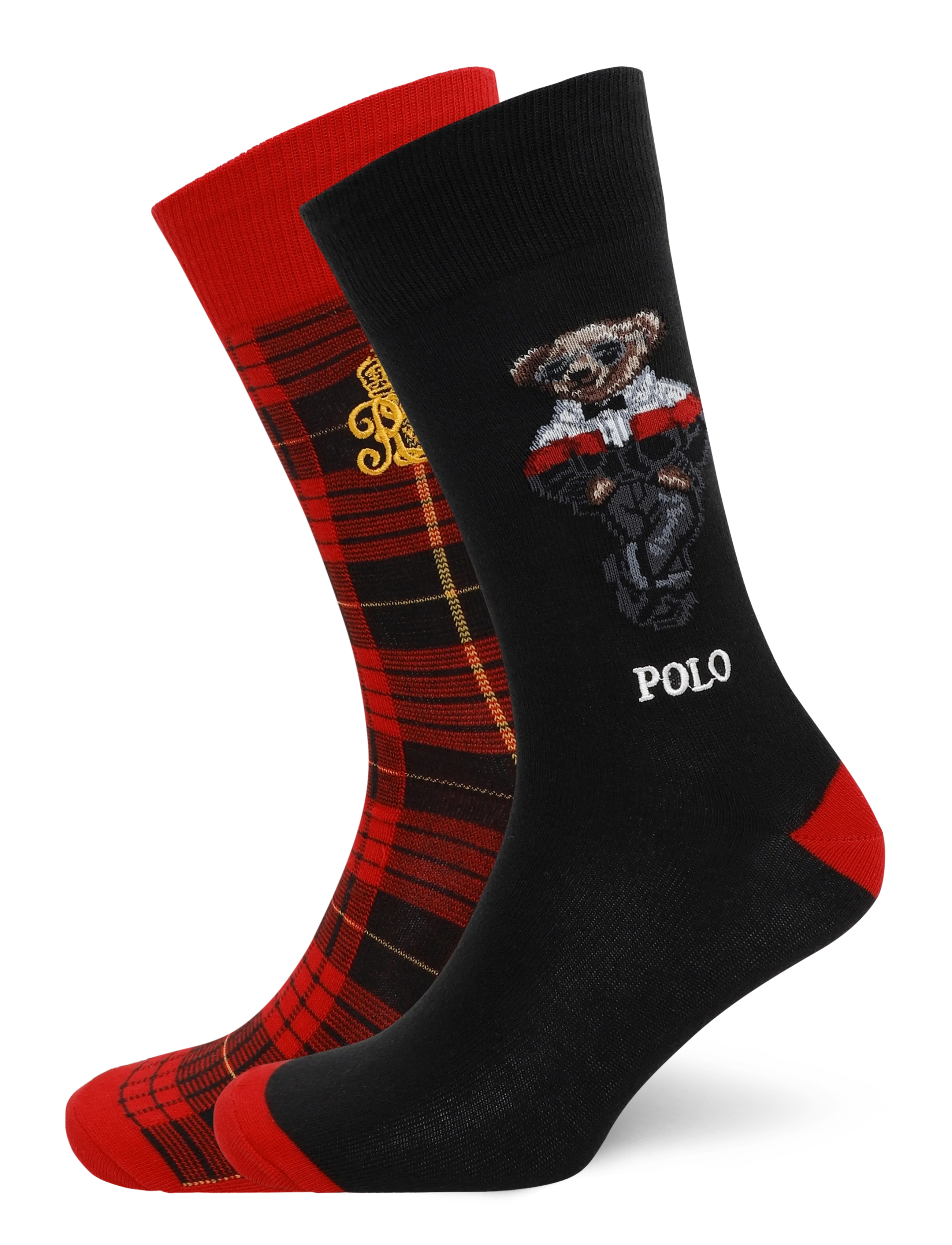 Polo Ralph Lauren COMBED COTTON-2P CT RHBC-CRW-2PK - Socken im Multipack - BLACK RED / black