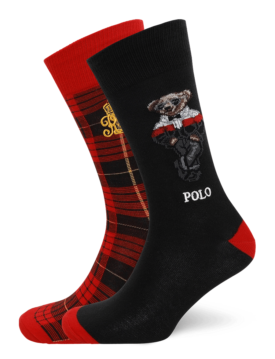 Polo Ralph Lauren - COMBED COTTON-2P CT RHBC-CRW-2PK - tennissocken - black red - 0