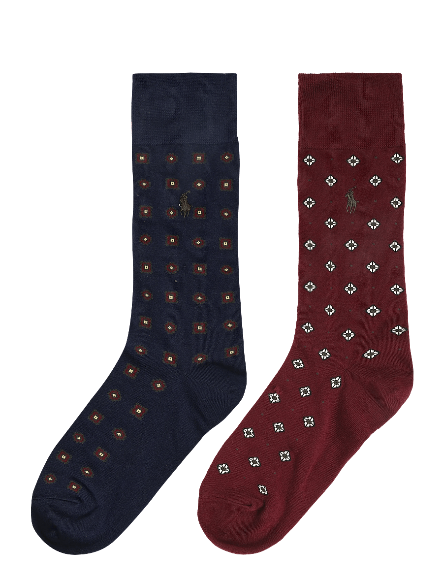 Polo Ralph Lauren - BCI COTTON-2P CTN FLRD-CRW-2PK - crew socks - navy wine - 1