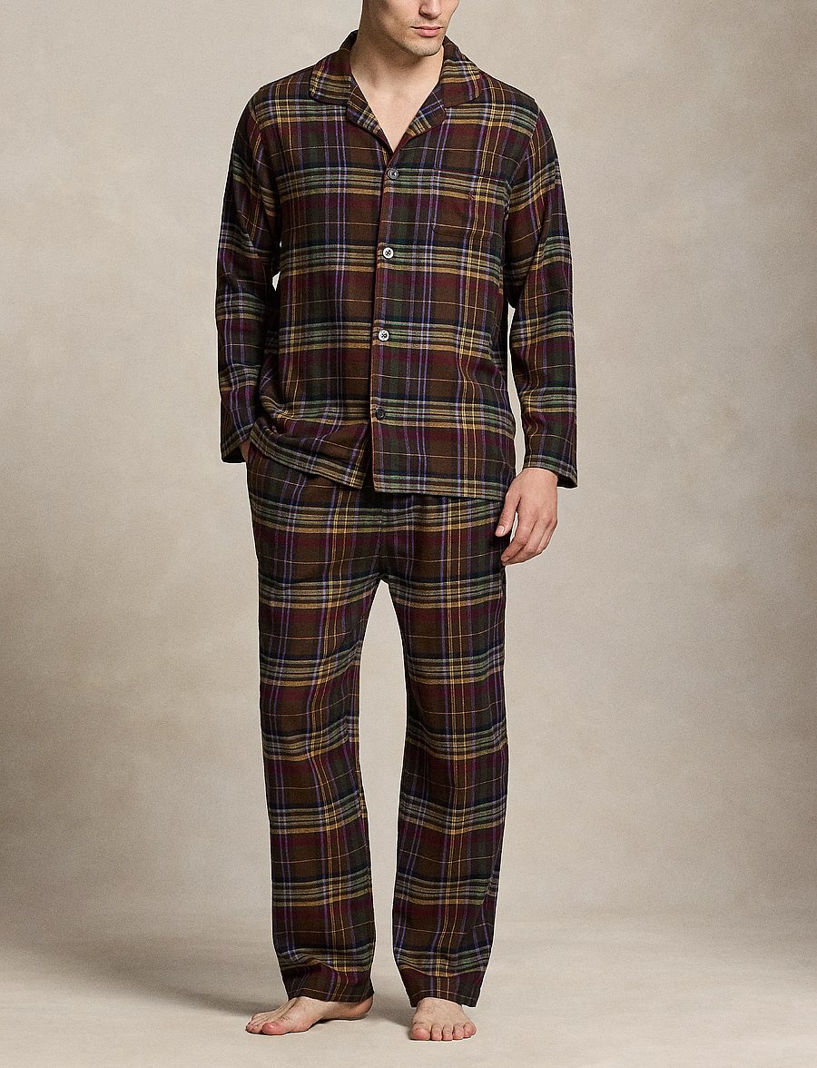 Polo Ralph Lauren - Plaid Flannel Sleep Set - pyjama sets - brown green plaid - 0