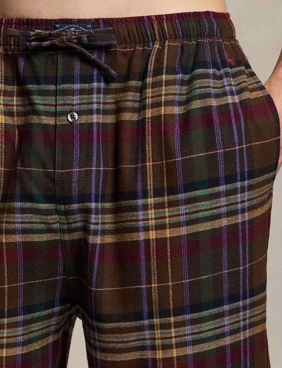 Polo Ralph Lauren - Plaid Flannel Sleep Set - pyjama sets - brown green plaid - 3