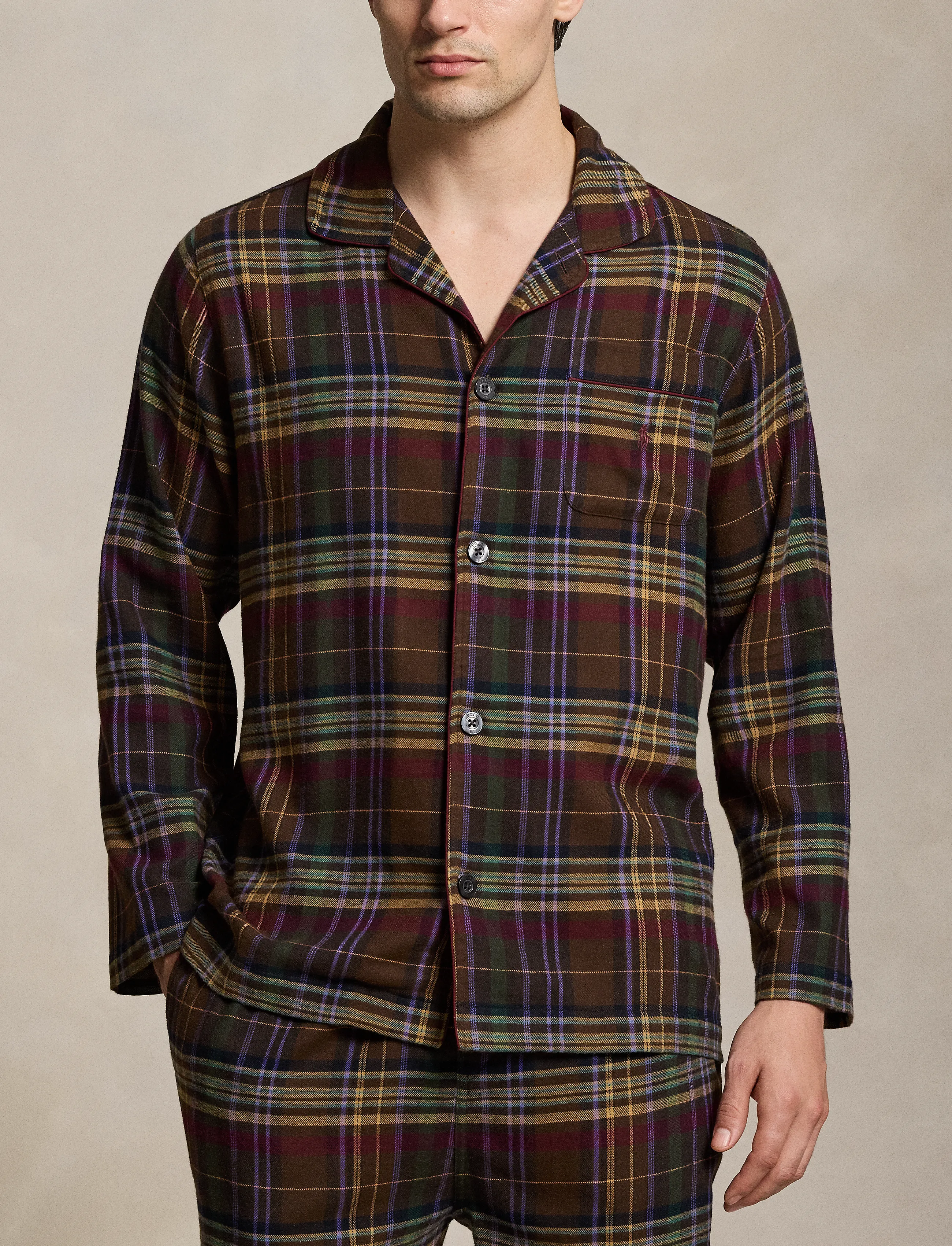 Polo Ralph Lauren - Plaid Flannel Sleep Set - pyjama sets - brown green plaid - 4