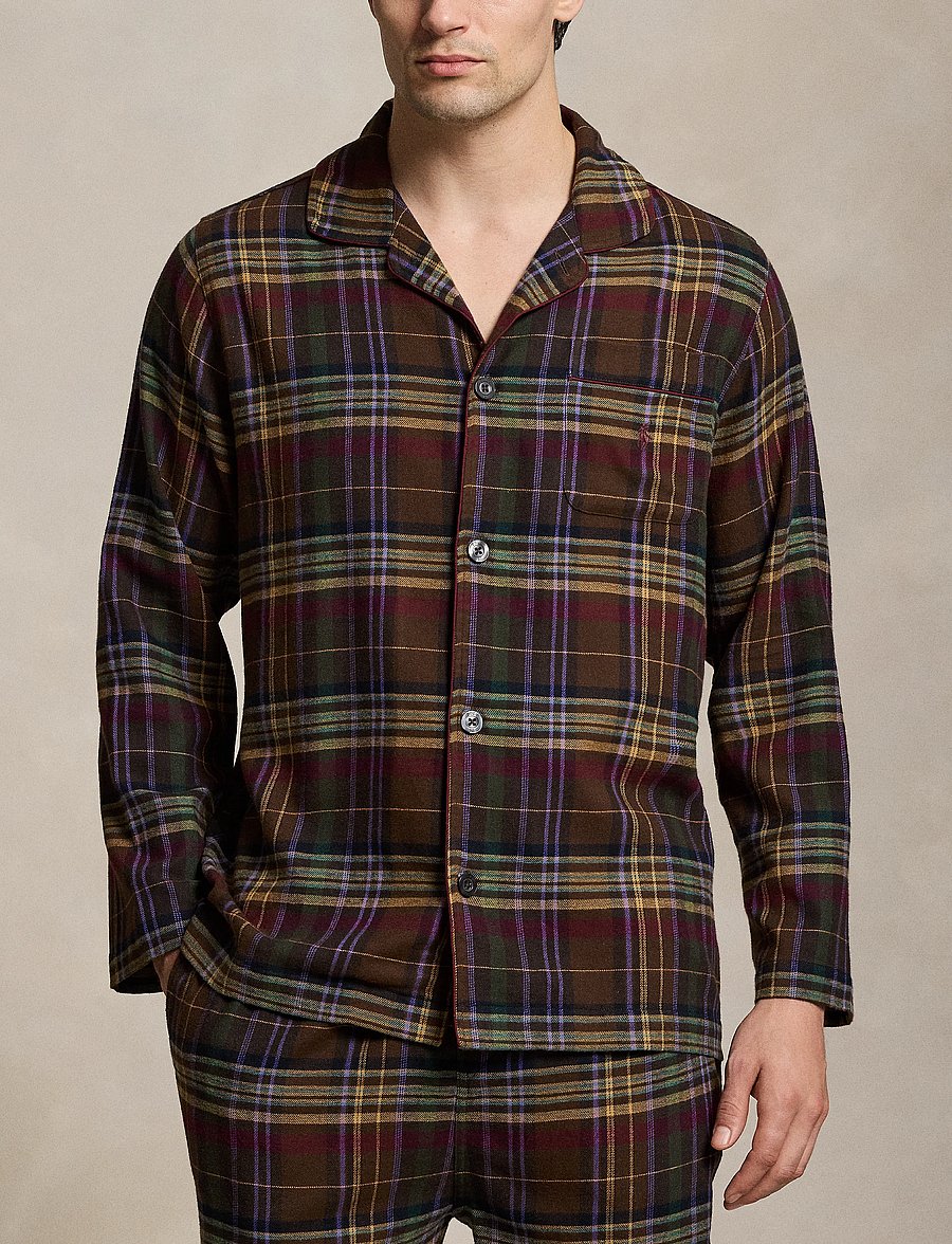 Polo Ralph Lauren - Plaid Flannel Sleep Set - pyjama sets - brown green plaid - 4