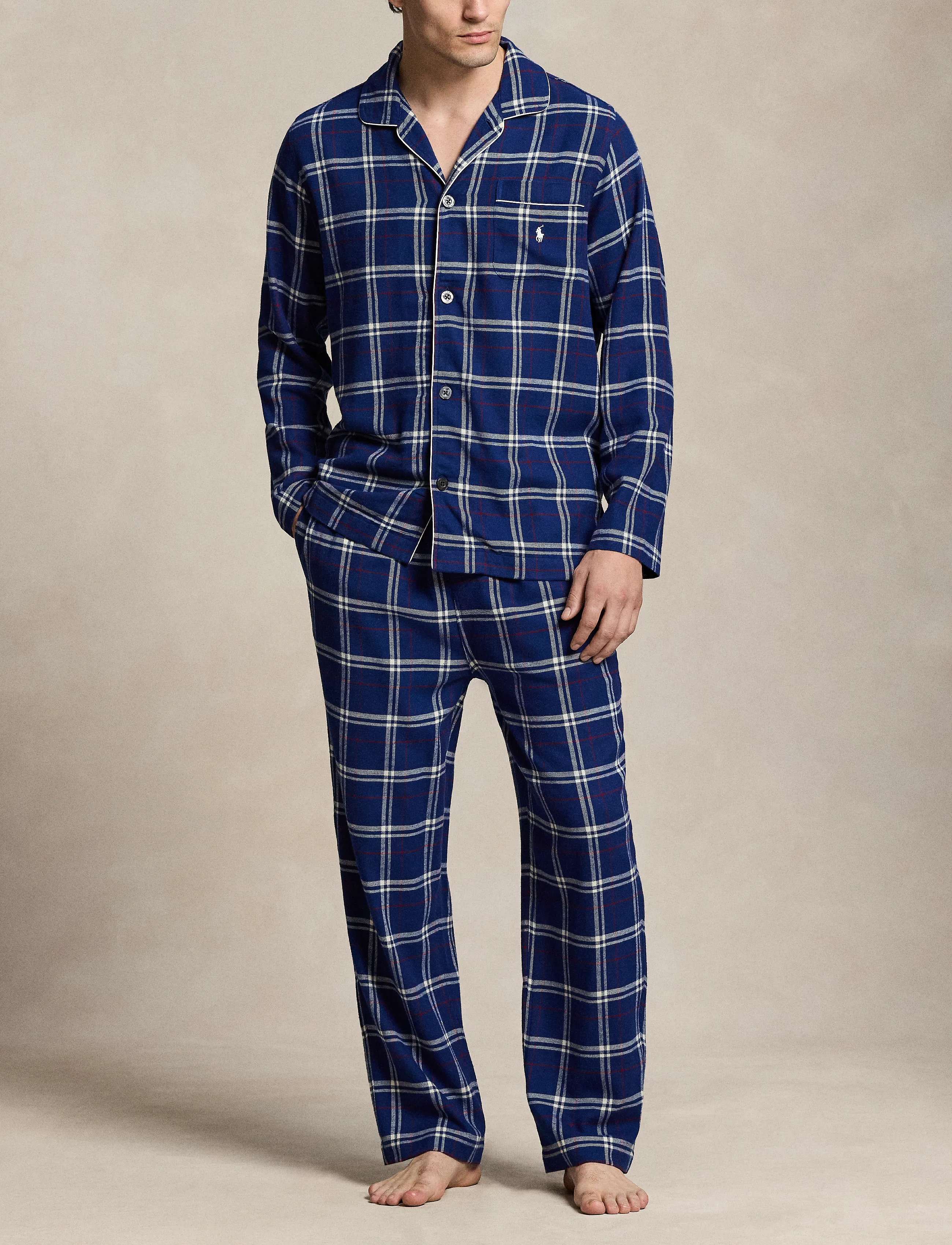 Polo Ralph Lauren - Plaid Flannel Sleep Set - pyjama sets - navy red white pl - 0