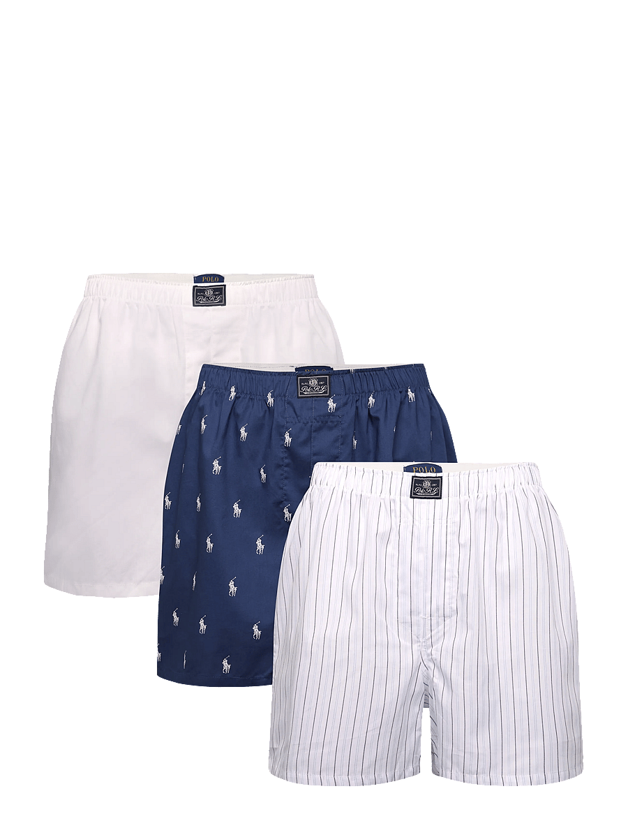 Polo Ralph Lauren - Cotton Boxer 3-Pack - multipack kalsonger - 3pk wht blu stp/l - 1