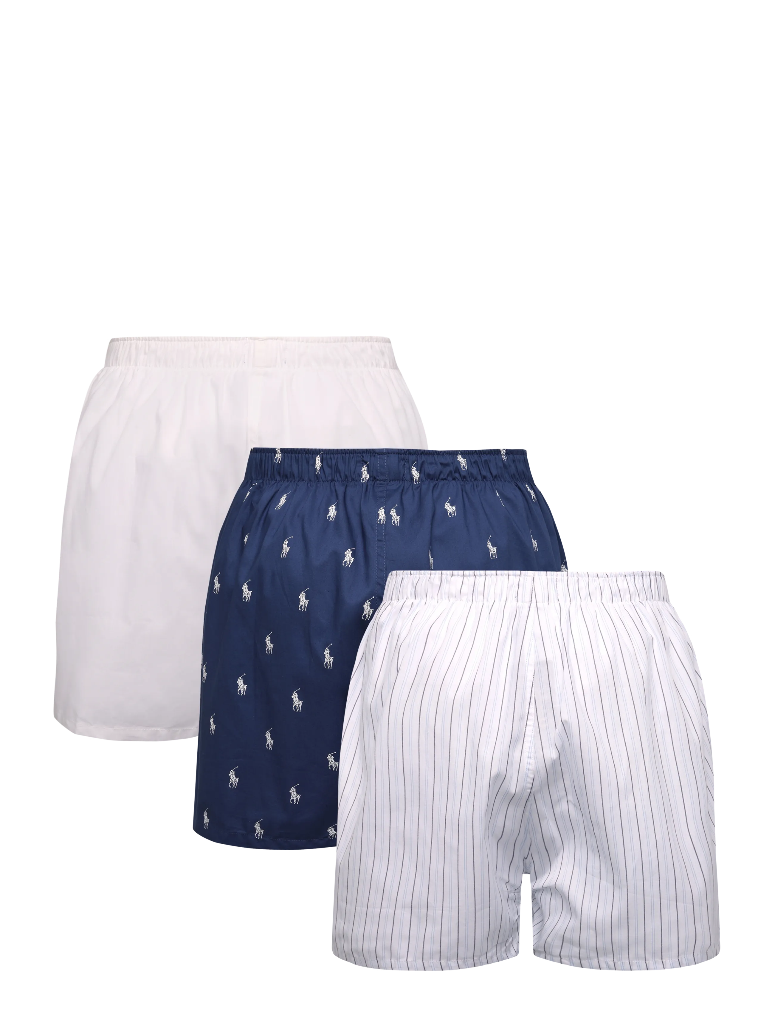 Polo Ralph Lauren - Cotton Boxer 3-Pack - multipack kalsonger - 3pk wht blu stp/l - 2