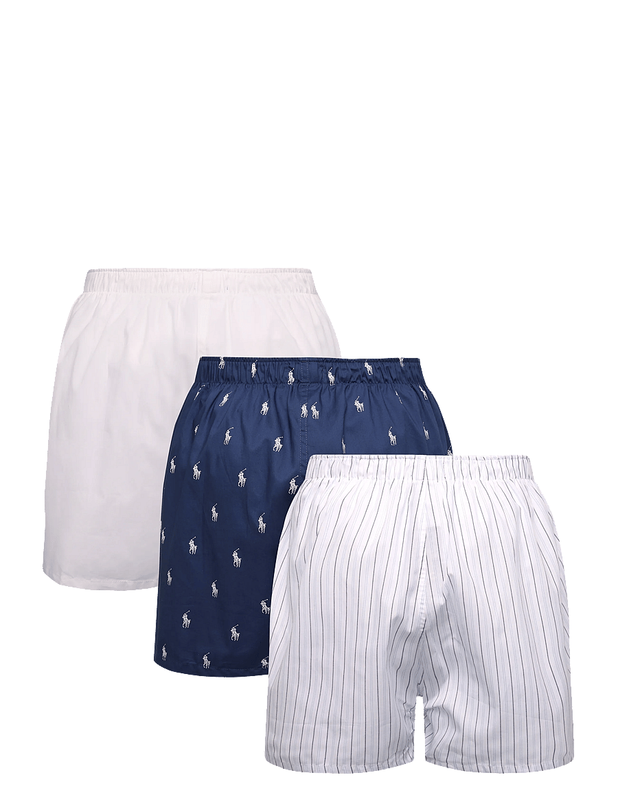 Polo Ralph Lauren - Cotton Boxer 3-Pack - multipack kalsonger - 3pk wht blu stp/l - 2