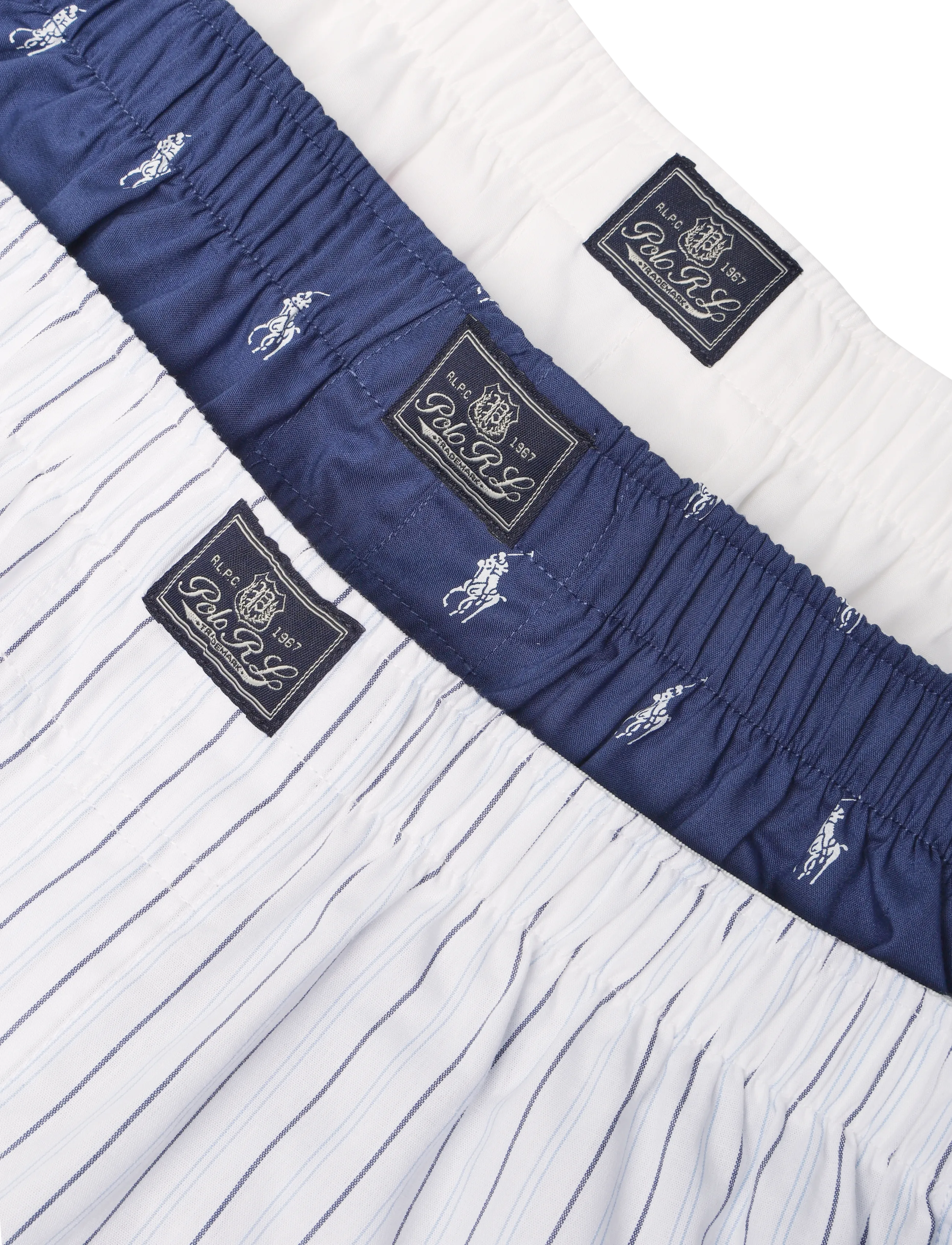 Polo Ralph Lauren - Cotton Boxer 3-Pack - multipack kalsonger - 3pk wht blu stp/l - 5