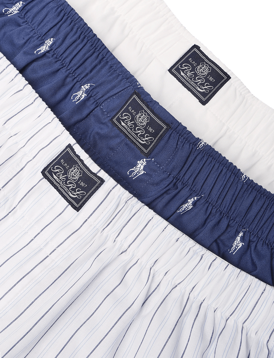 Polo Ralph Lauren - Cotton Boxer 3-Pack - multipack kalsonger - 3pk wht blu stp/l - 5