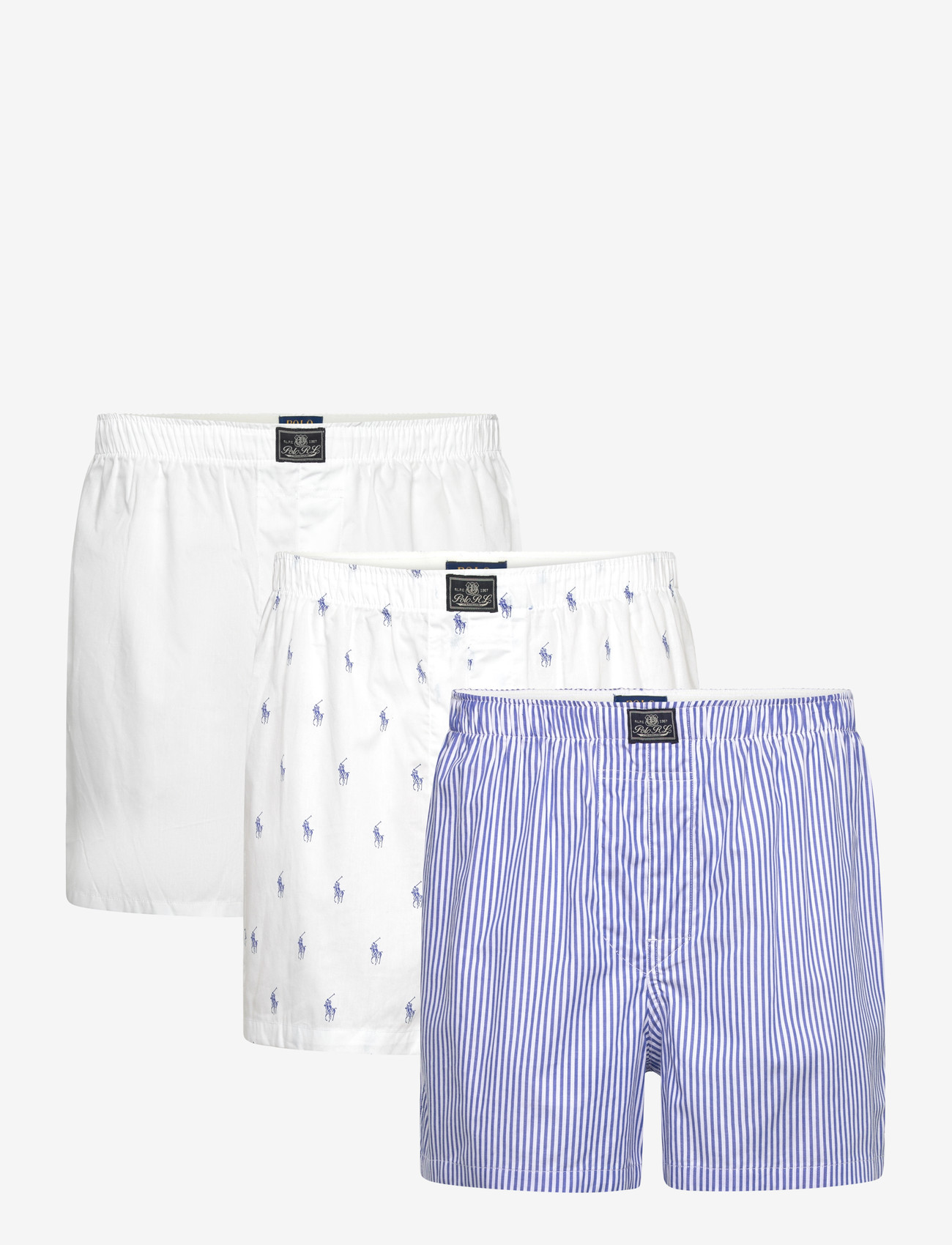 Polo Ralph Lauren - Cotton Boxer 3-Pack - multipack underpants - 3pk wht/blu strp - 0