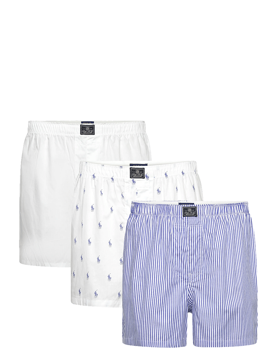Polo Ralph Lauren - Cotton Boxer 3-Pack - multipack underbukser - 3pk wht/blu strp - 1