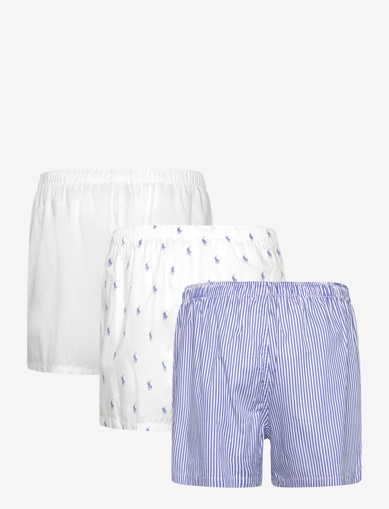 Polo Ralph Lauren - Cotton Boxer 3-Pack - multipack underpants - 3pk wht/blu strp - 1