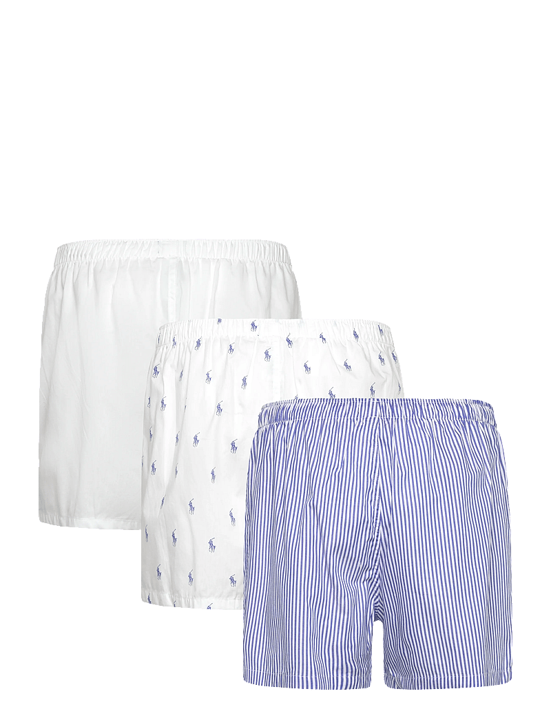 Polo Ralph Lauren - Cotton Boxer 3-Pack - multipack underpants - 3pk wht/blu strp - 1
