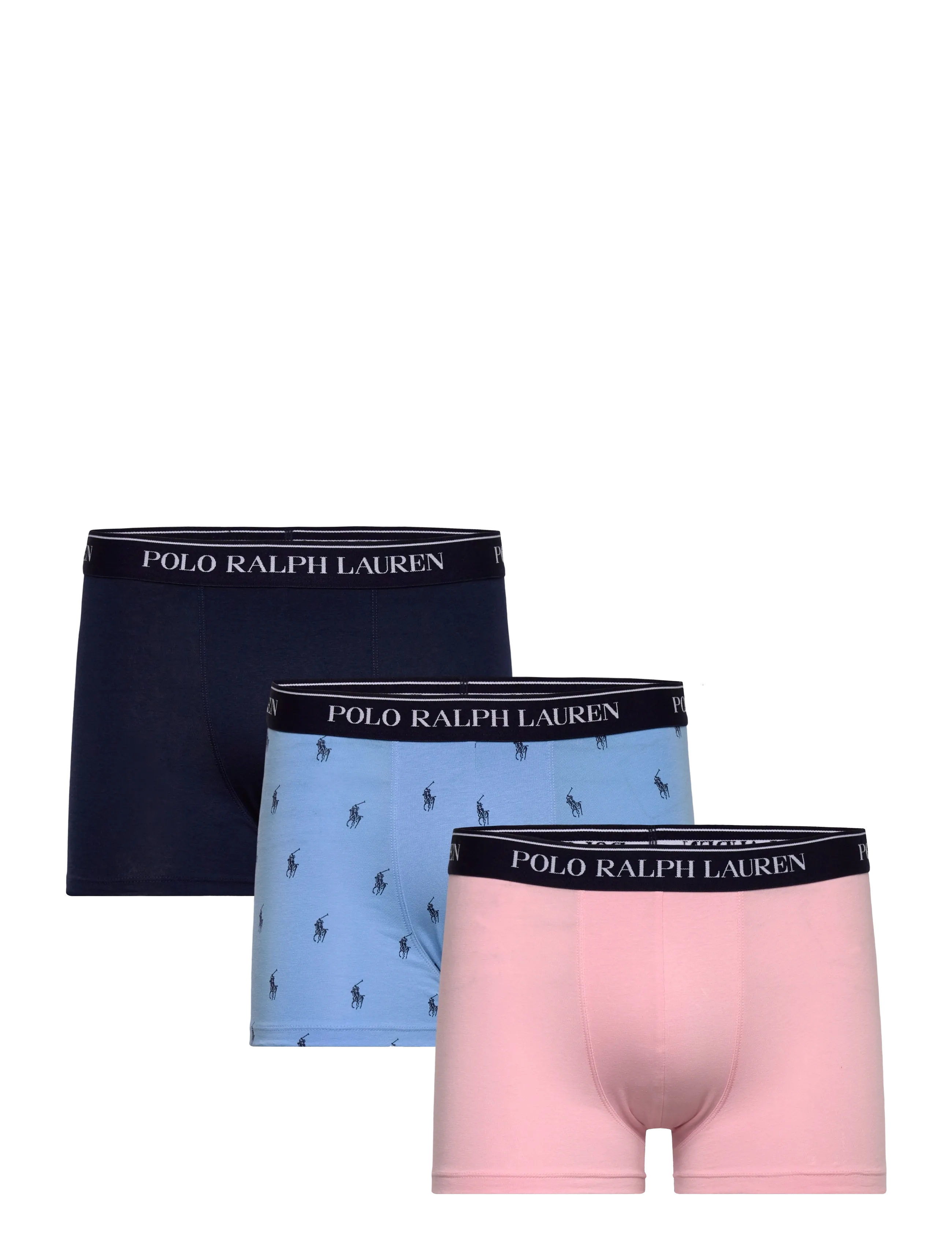 Polo Ralph Lauren Classic Stretch-Cotton Trunk 3-Pack - Underkläder - 3PK CHAT BLU AOP / pink/rose
