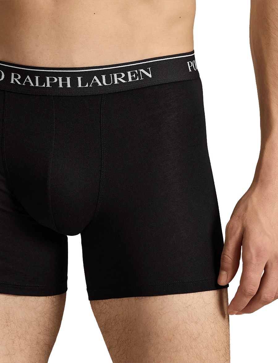 Polo Ralph Lauren - Stretch Cotton Boxer Brief 3-Pack - multipack underpants - 3pk polo blk/polo blk/polo blk - 3