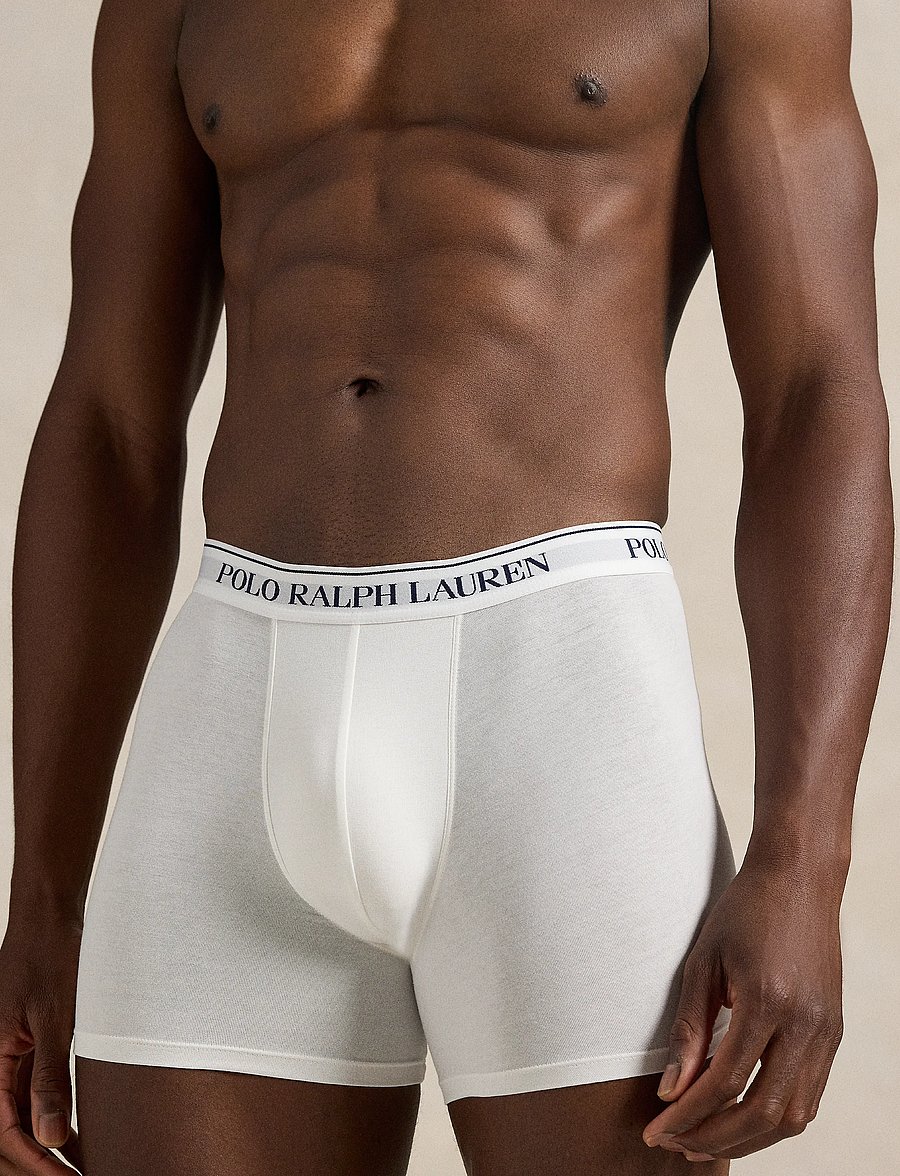 Polo Ralph Lauren - Stretch Cotton Boxer Brief 3-Pack - multipack underpants - 3pk white/polo blk/andover htr - 3