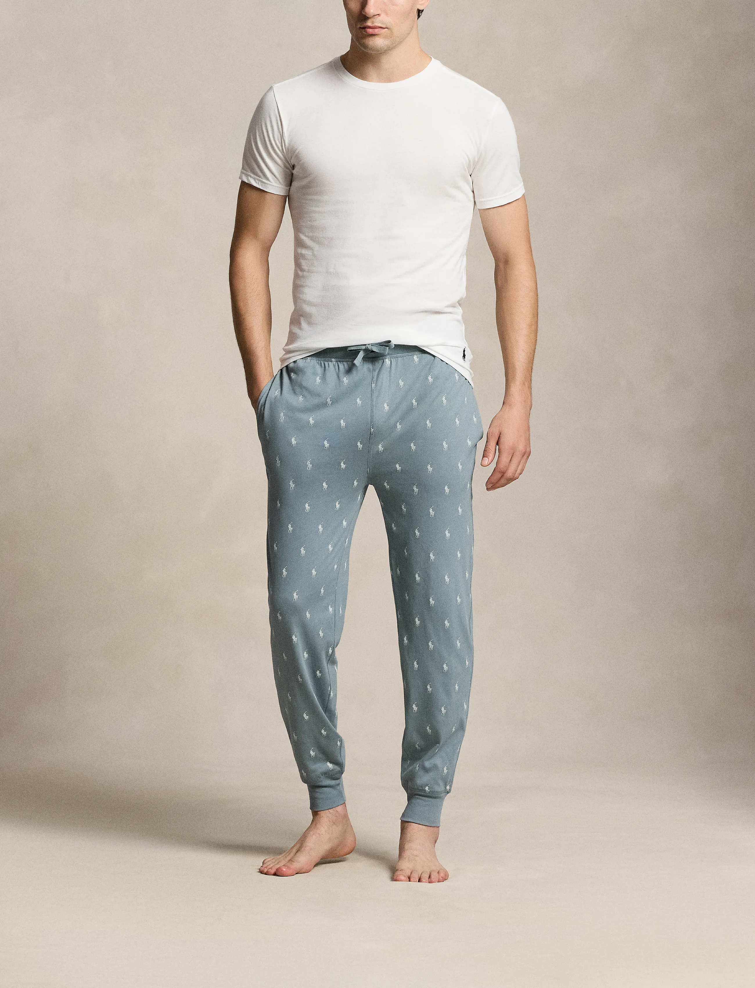 Polo Ralph Lauren - Allover Pony Cotton Jersey Sleep Jogger - spodnie od piżamy - cool gray blue ao - 4