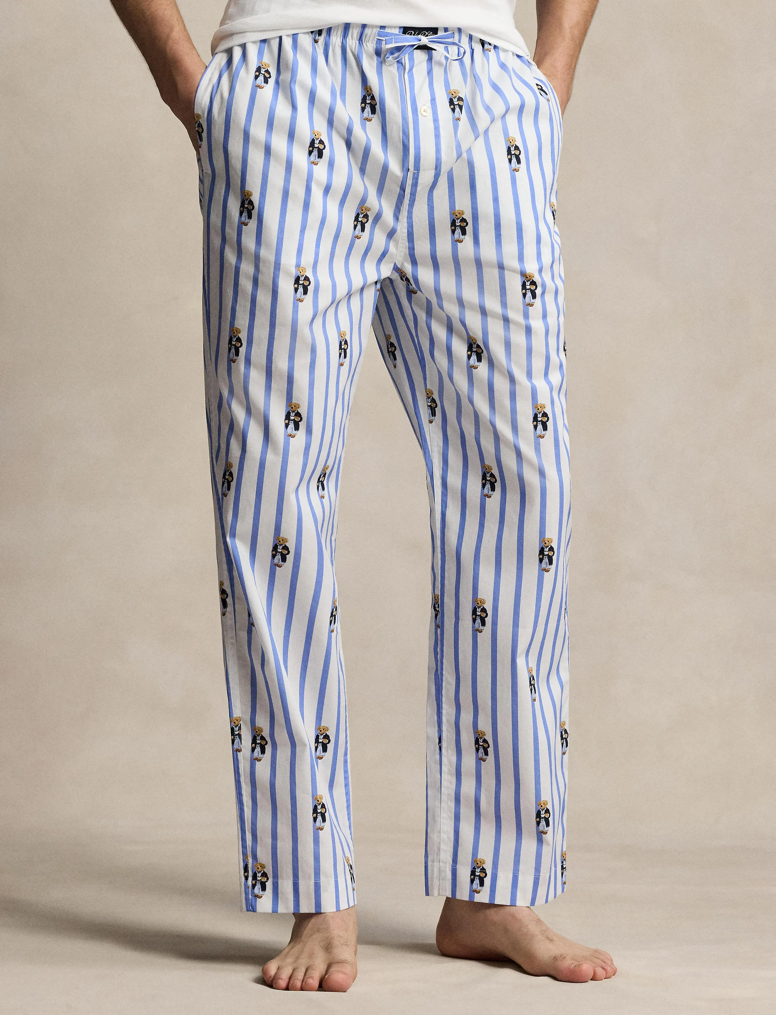 Polo Ralph Lauren Polo Bear Striped Cotton Pajama Pant, XL, White, Nat- Og Loungewear > Loungebukser, Herre
