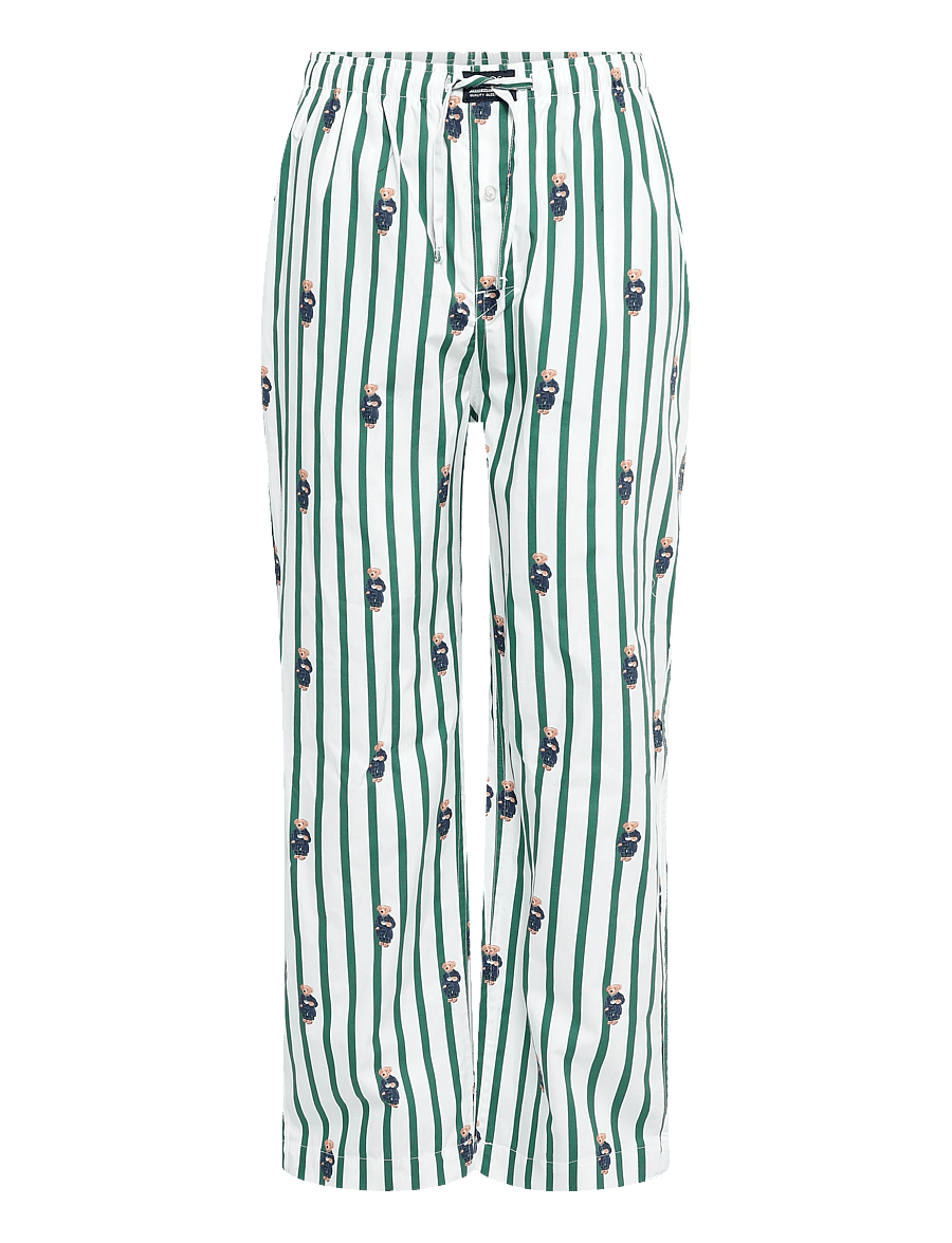 Polo Ralph Lauren - Polo Bear Striped Cotton Pajama Pant - pyjamahosen - verano green/whit - 1