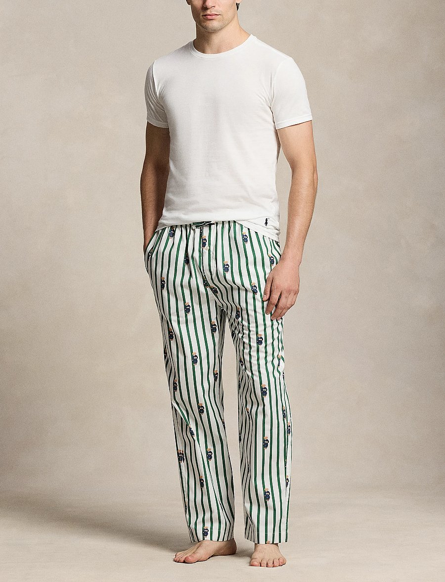 Polo Ralph Lauren - Polo Bear Striped Cotton Pajama Pant - pyjamahosen - verano green/whit - 0