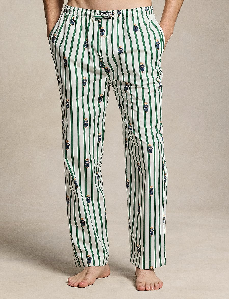 Polo Ralph Lauren - Polo Bear Striped Cotton Pajama Pant - pyjamahosen - verano green/whit - 3