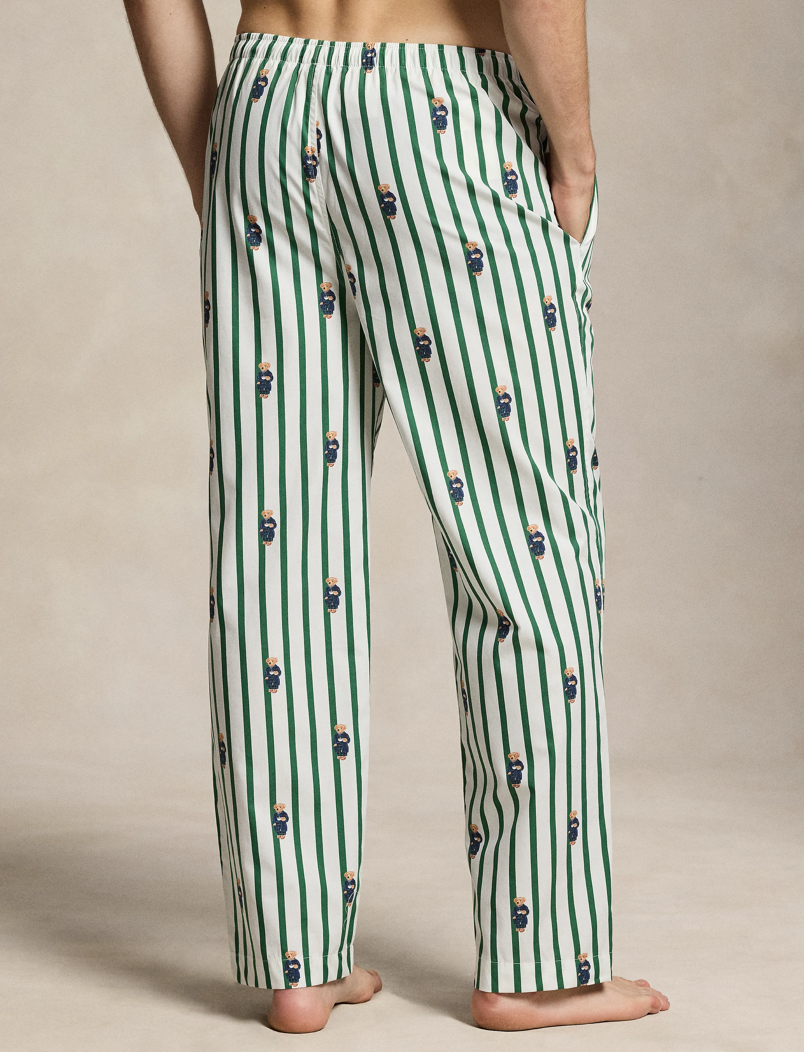 Polo Ralph Lauren - Polo Bear Striped Cotton Pajama Pant - pyjamahosen - verano green/whit - 4