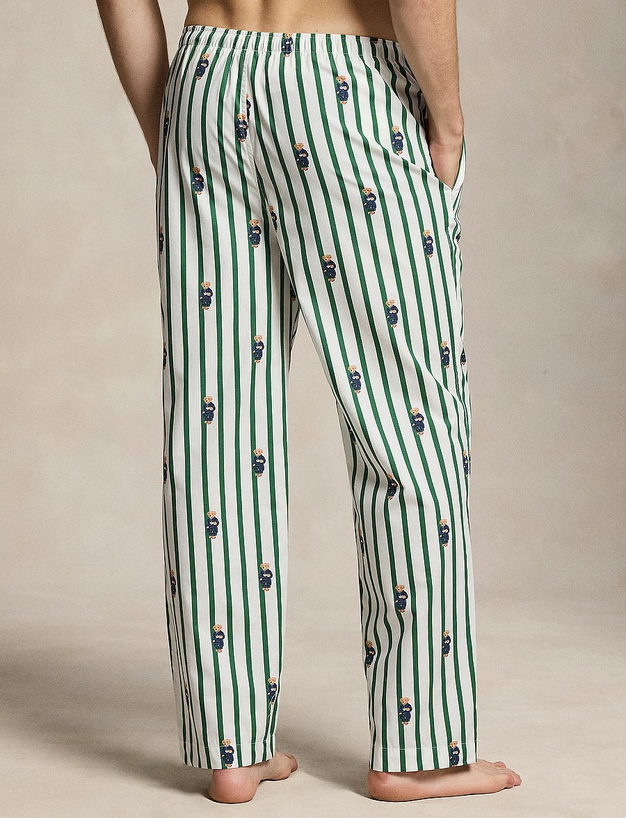 Polo Ralph Lauren - Polo Bear Striped Cotton Pajama Pant - pyjamahosen - verano green/whit - 4