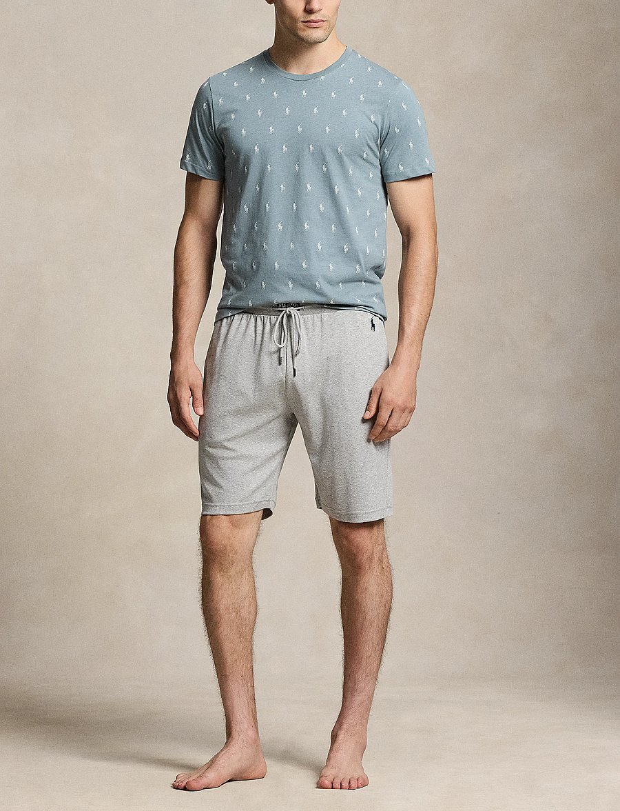 Polo Ralph Lauren - Allover Pony Cotton Jersey Sleep Shirt - short-sleeved t-shirts - cool gray blue ao - 0
