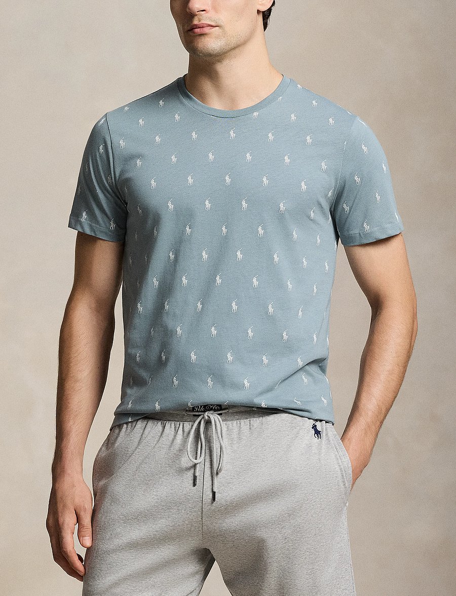 Polo Ralph Lauren - Allover Pony Cotton Jersey Sleep Shirt - short-sleeved t-shirts - cool gray blue ao - 3