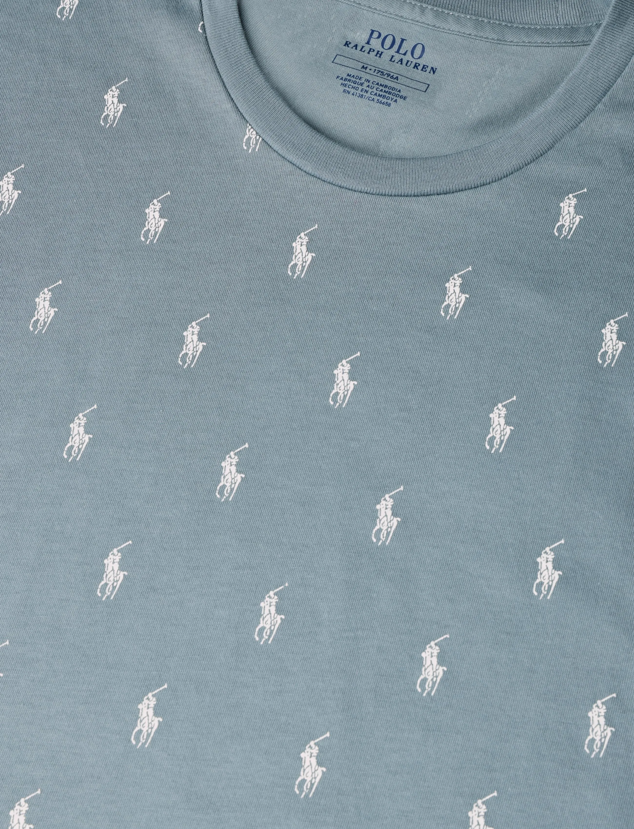 Polo Ralph Lauren - Allover Pony Cotton Jersey Sleep Shirt - short-sleeved t-shirts - cool gray blue ao - 4