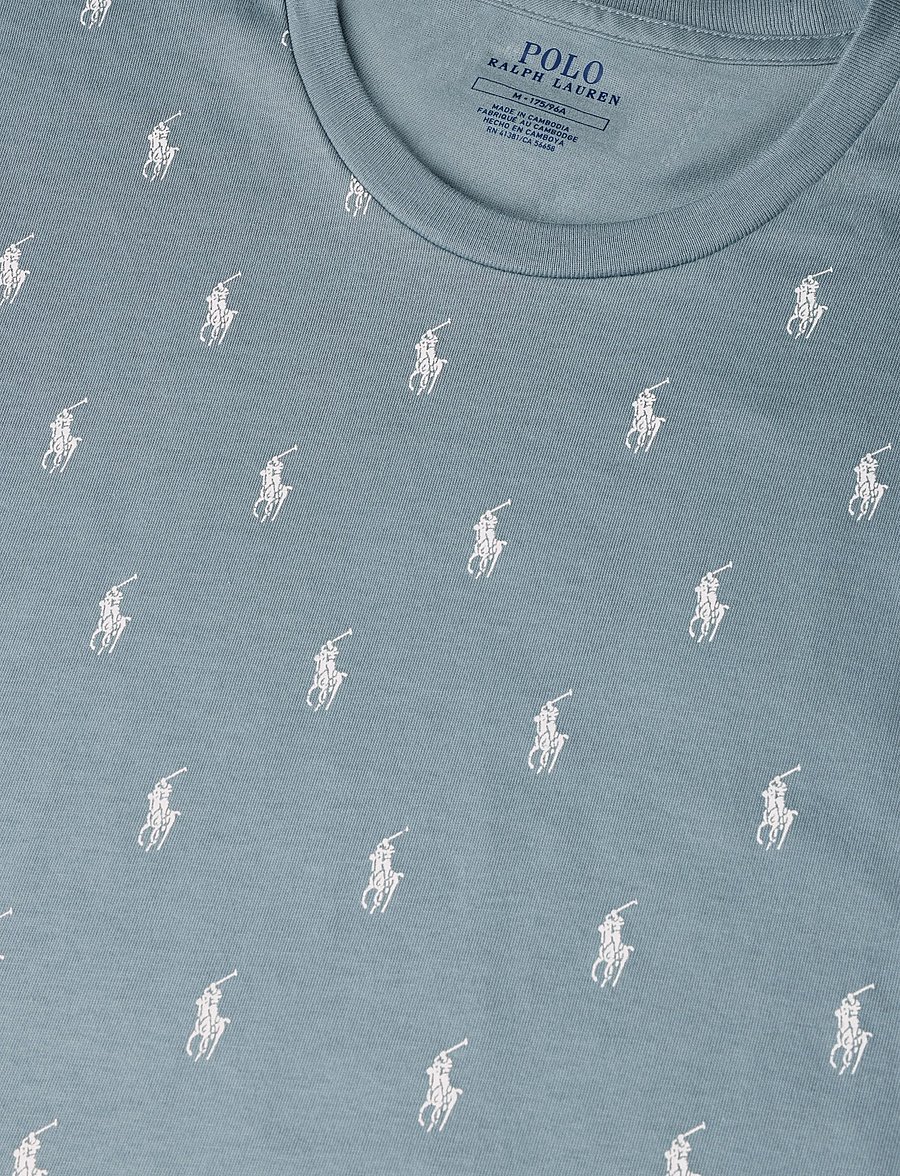 Polo Ralph Lauren - Allover Pony Cotton Jersey Sleep Shirt - short-sleeved t-shirts - cool gray blue ao - 4