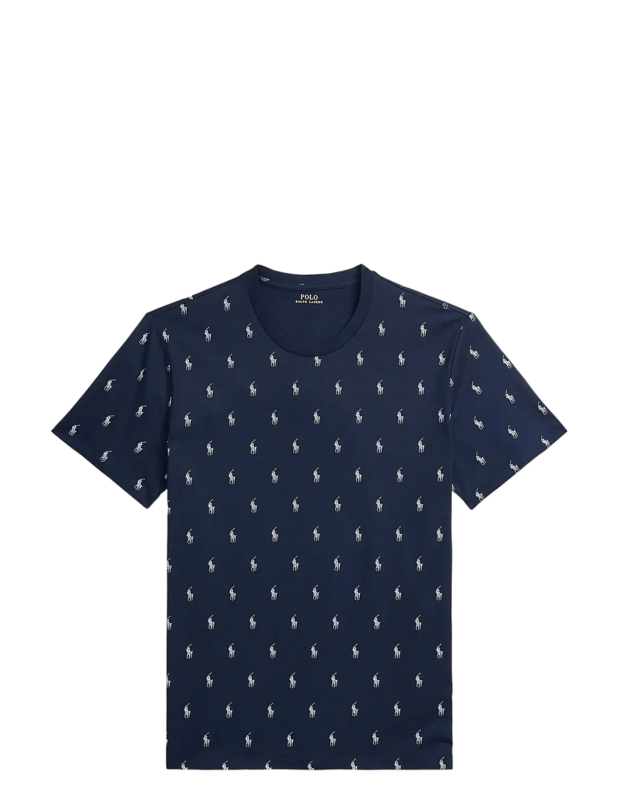Polo Ralph Lauren - Allover Pony Cotton Jersey Sleep Shirt - kortærmede t-shirts - cruise navy aopp - 1