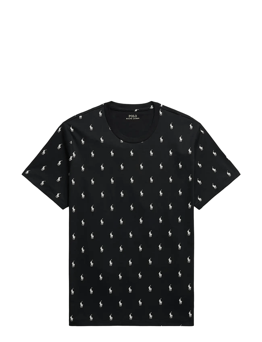 Polo Ralph Lauren - Allover Pony Cotton Jersey Sleep Shirt - kurzärmelige t-shirts - polo black aopp - 1