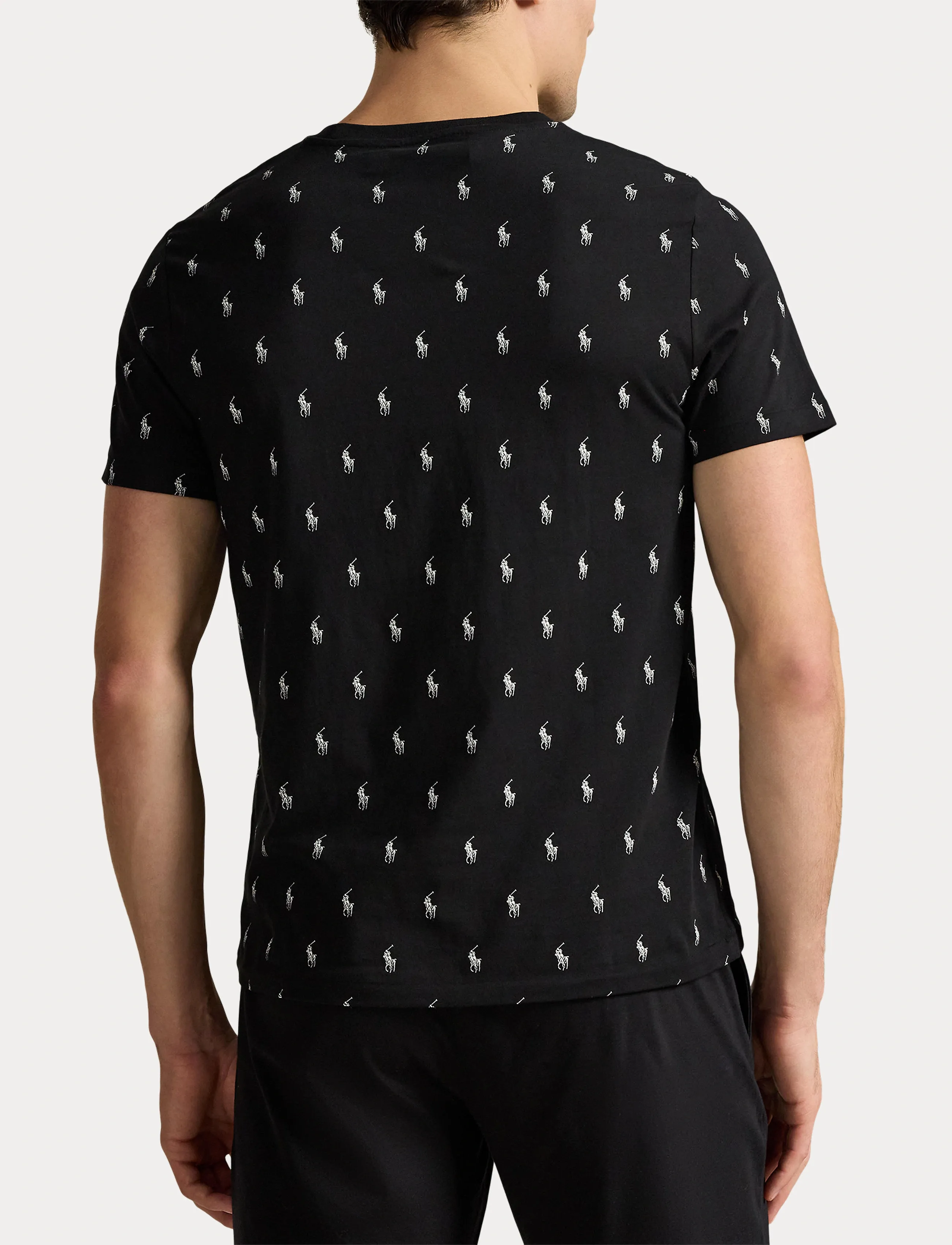 Polo Ralph Lauren - Allover Pony Cotton Jersey Sleep Shirt - kurzärmelige t-shirts - polo black aopp - 2