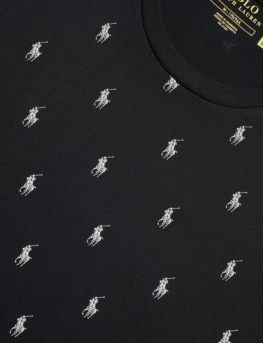 Polo Ralph Lauren - Allover Pony Cotton Jersey Sleep Shirt - kurzärmelige t-shirts - polo black aopp - 4