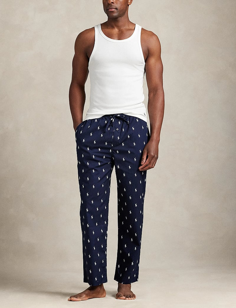 Polo Ralph Lauren - Signature Pony Cotton Pajama Pant - pyjamasbyxor - navy / nevis aopp - 0