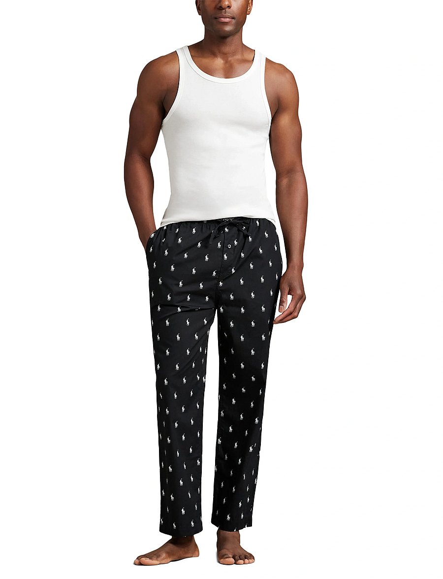 Polo Ralph Lauren - Signature Pony Cotton Pajama Pant - natbukser - polo black aopp - 0