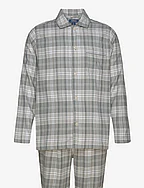 Plaid Flannel Pajama Set - GREY PLAID