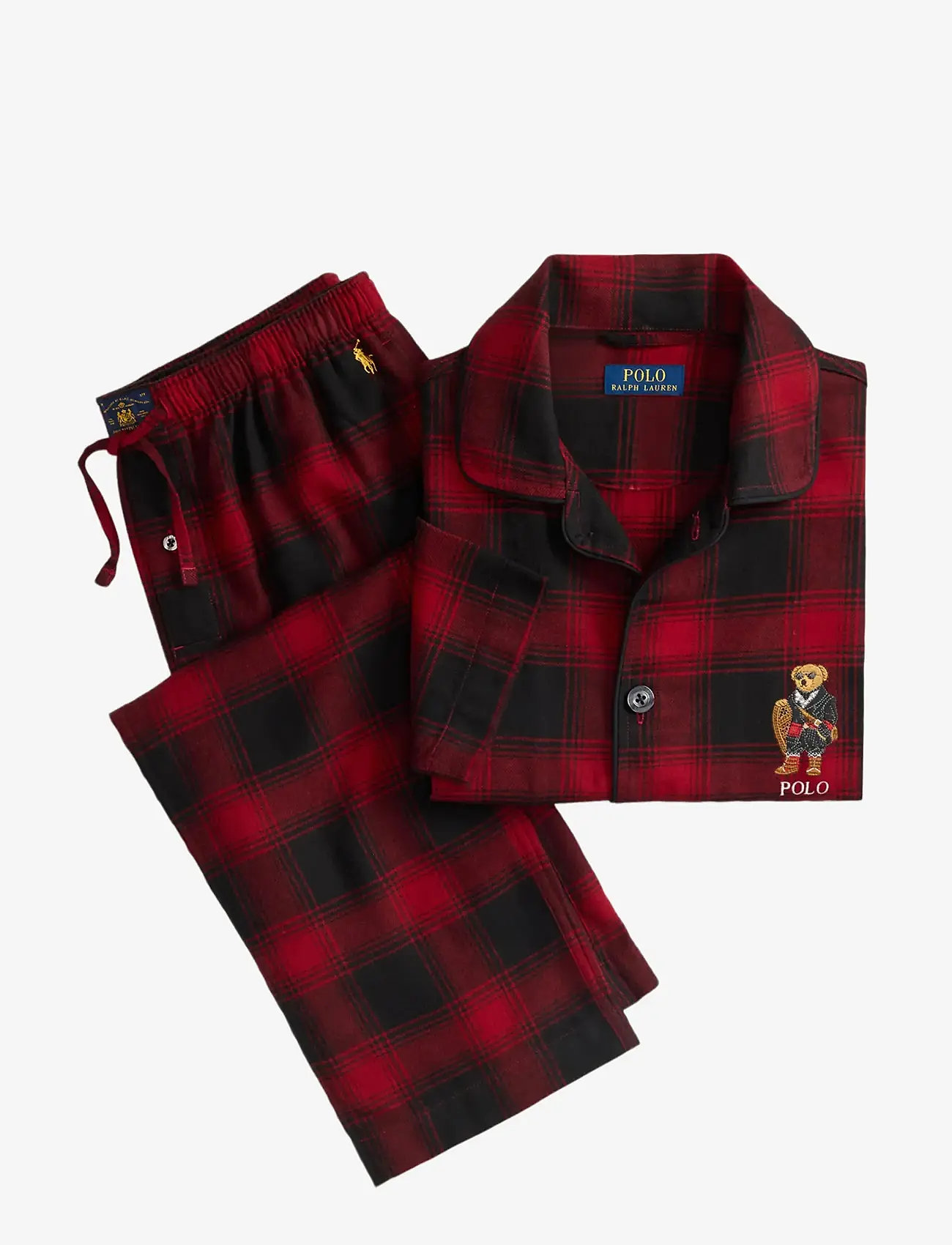 Polo Ralph Lauren - Polo Bear Plaid Flannel Pajama Set - red buffalo check - 5