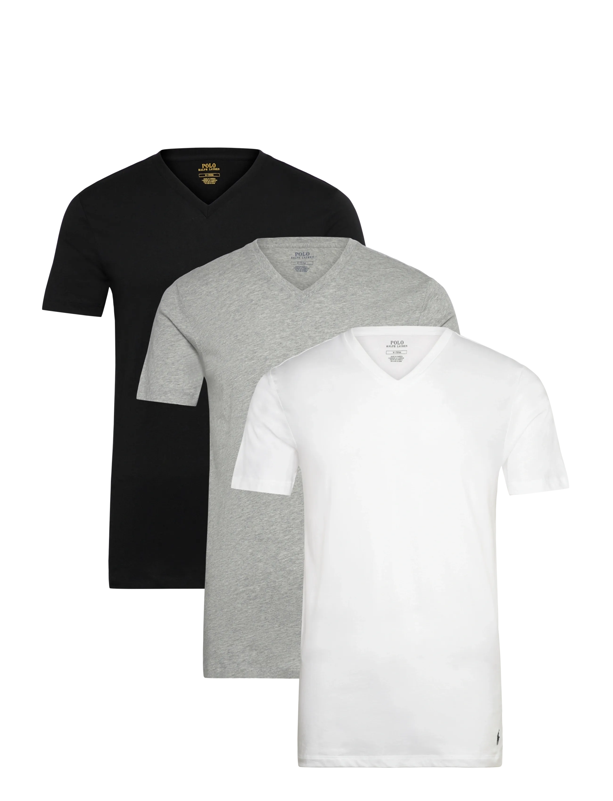 Cotton V-Neck Undershirt 3-Pack - 3PK WHITE/GREY/BL