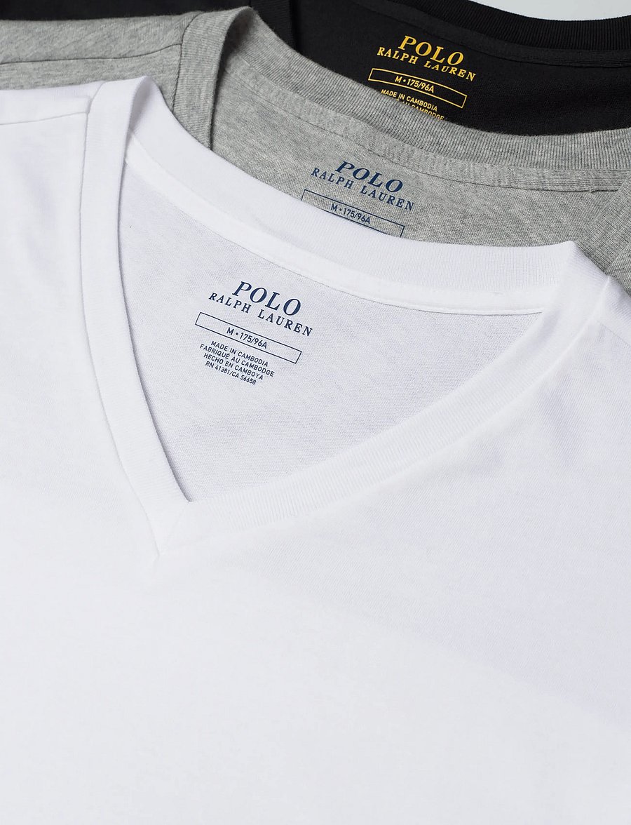 Polo Ralph Lauren - Cotton V-Neck Undershirt 3-Pack - t-shirts im multipack - 3pk white/grey/bl - 1