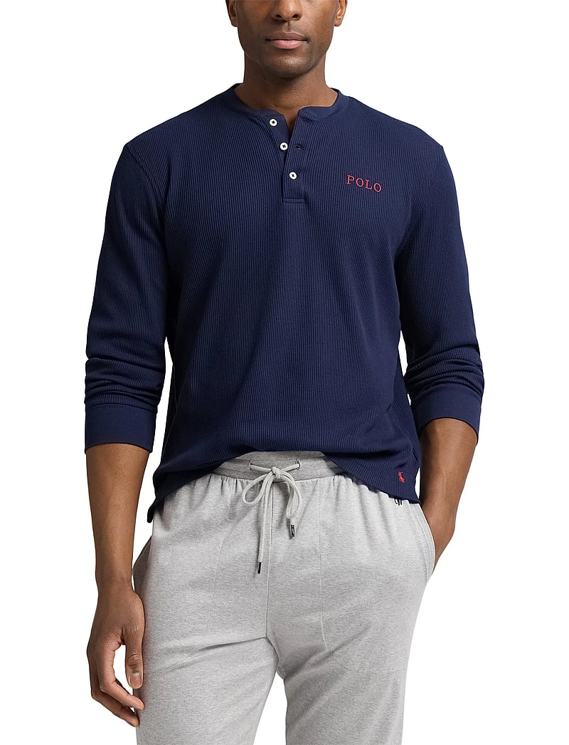 Polo Ralph Lauren - Waffle-Knit Henley Sleep Shirt - pyjama tops - cruise navy - 0