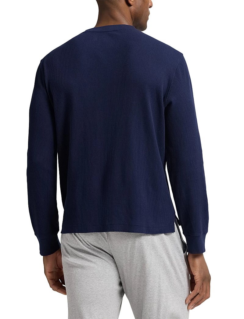 Polo Ralph Lauren - Waffle-Knit Henley Sleep Shirt - pyjama tops - cruise navy - 4