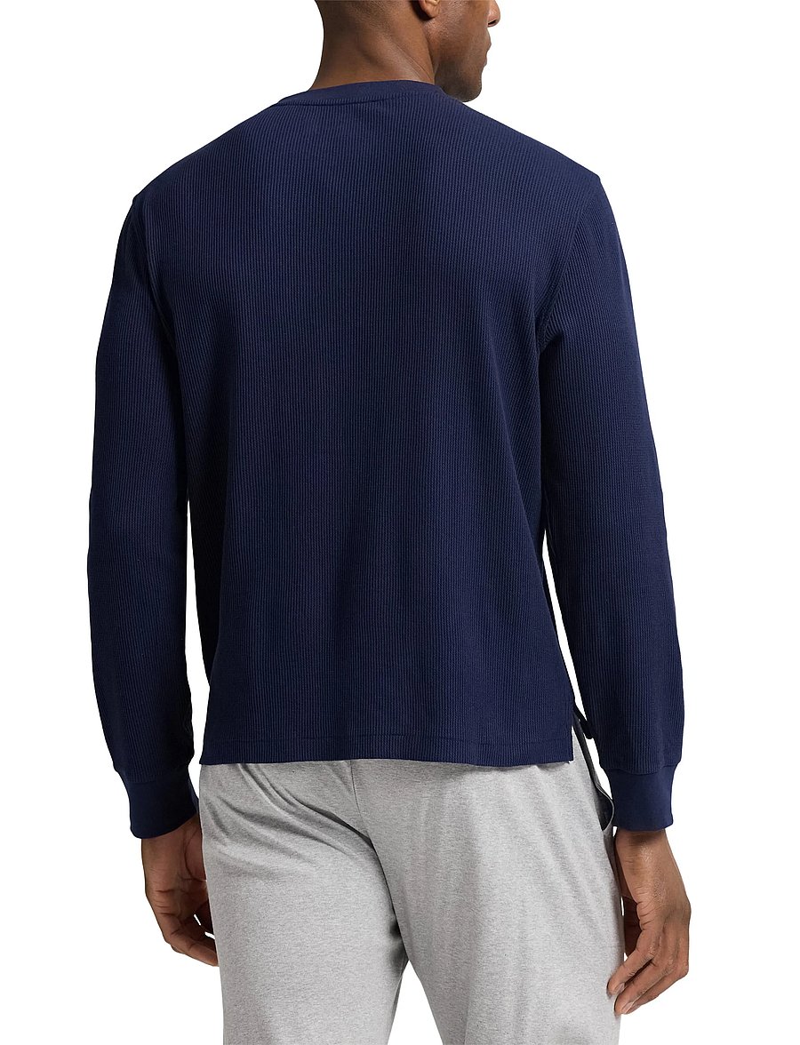 Polo Ralph Lauren - Waffle-Knit Henley Sleep Shirt - hauts de pyjama - cruise navy - 4
