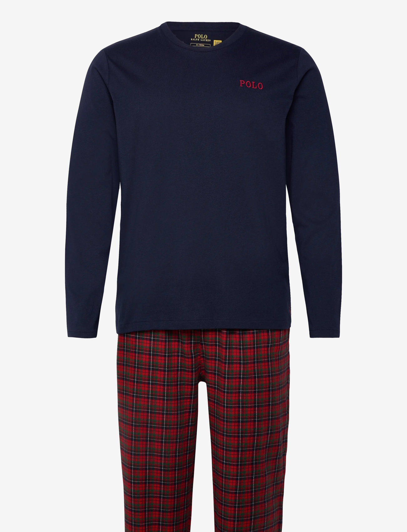Polo Ralph Lauren - Cotton Jersey & Plaid Flannel Sleep Set - náttfatasett - navy / red navy m - 0