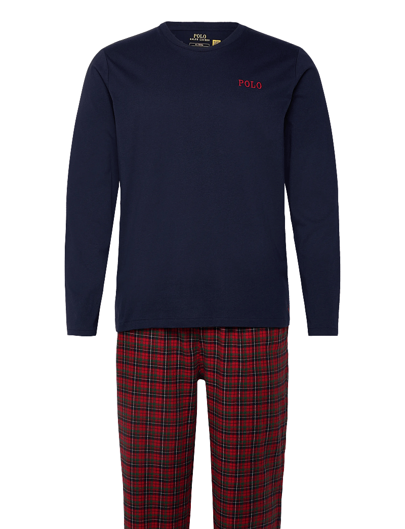 Polo Ralph Lauren - Cotton Jersey & Plaid Flannel Sleep Set - náttfatasett - navy / red navy m - 0