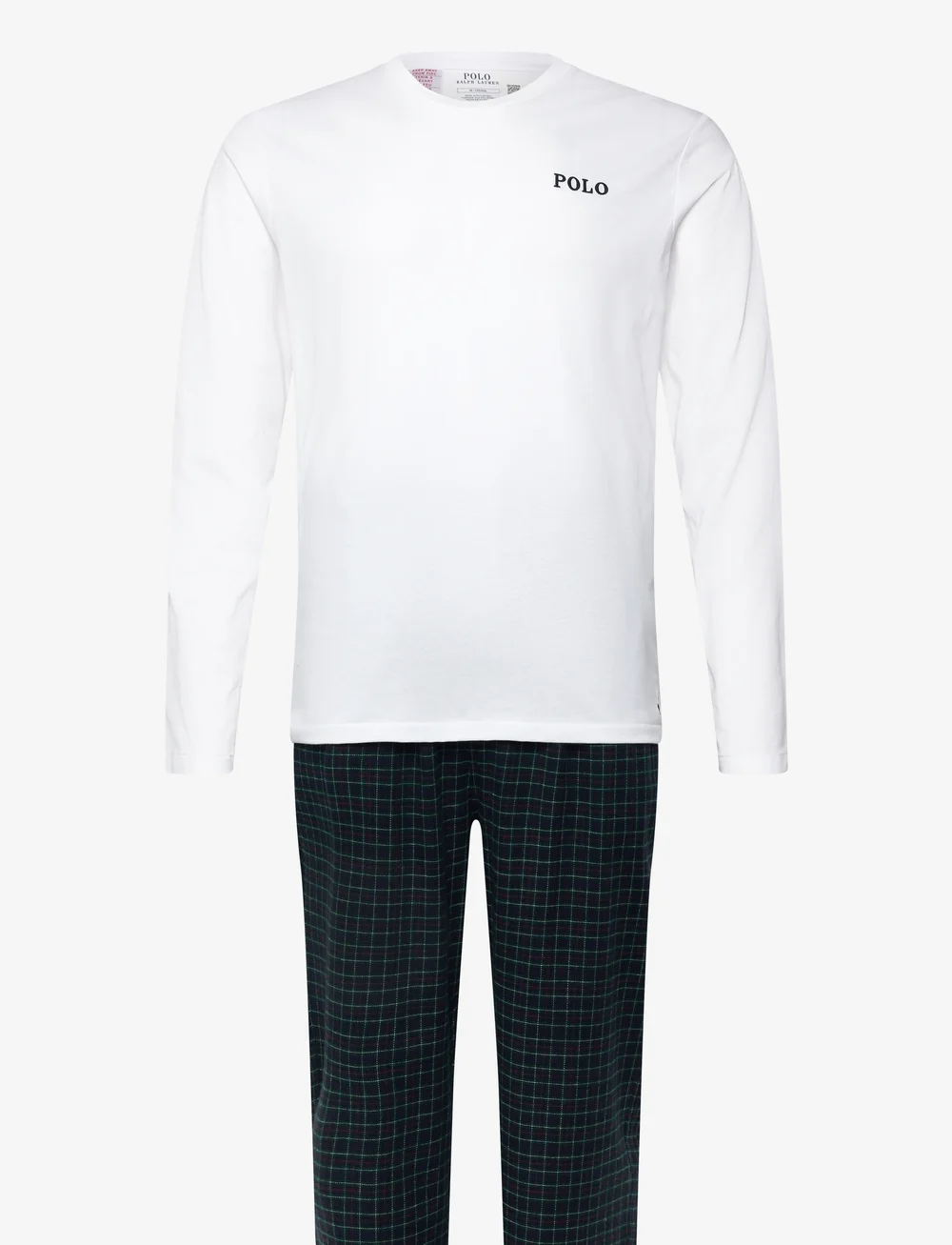 Polo Ralph Lauren - Cotton Jersey & Plaid Flannel Sleep Set - pyjamasset - white / navy fore - 0