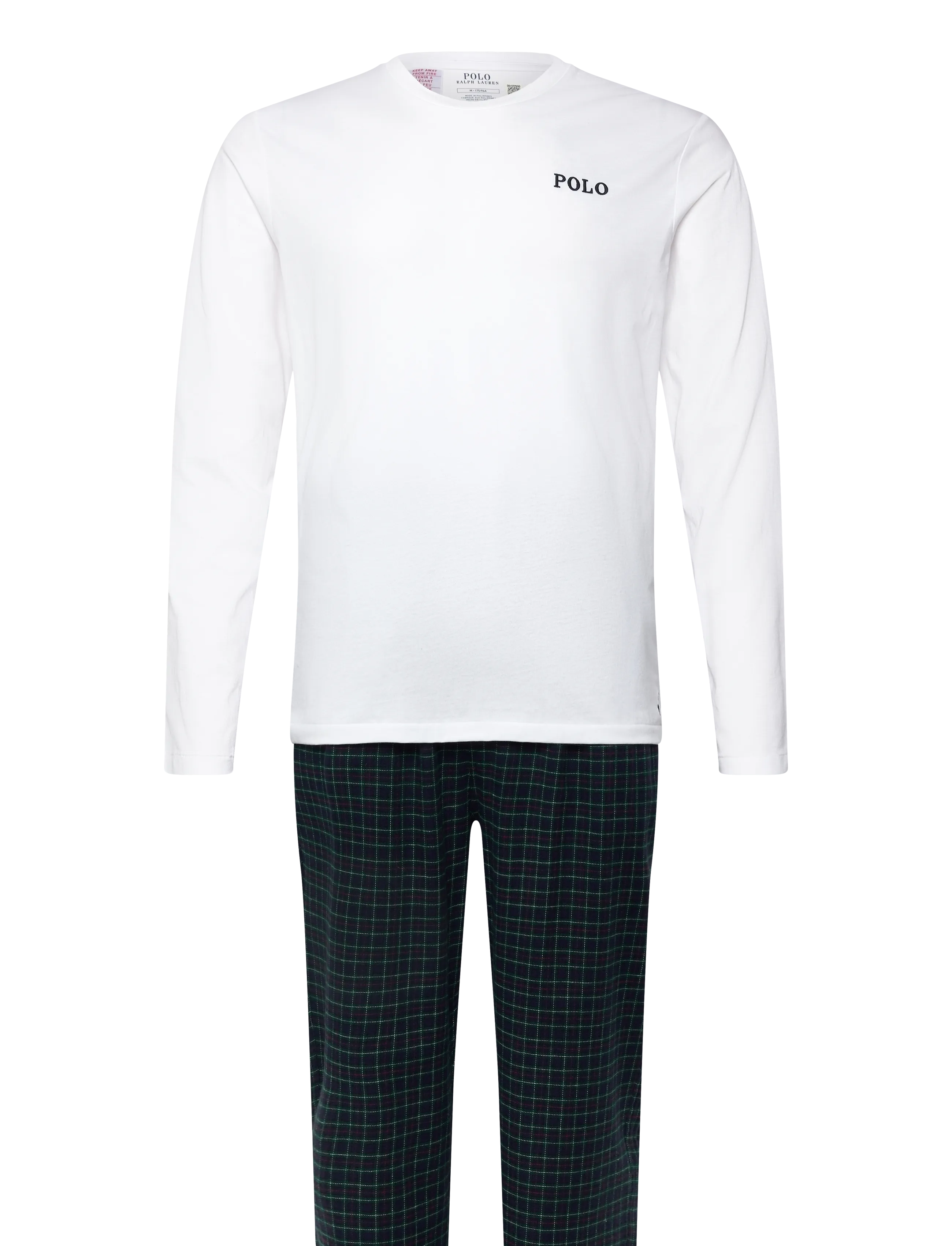 Polo Ralph Lauren Cotton Jersey & Plaid Flannel Sleep Set - Pyjamas - WHITE / NAVY FORE / white