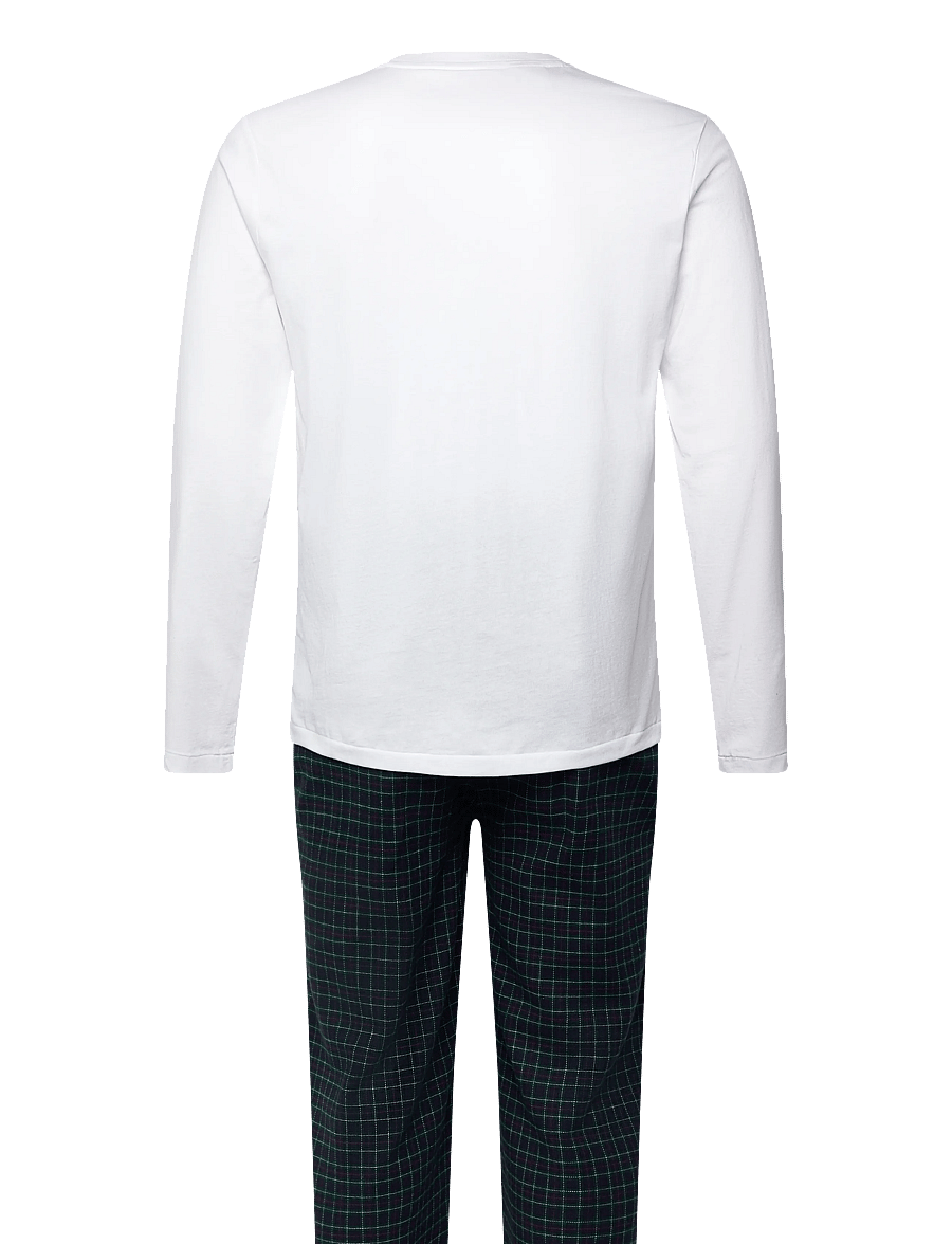 Polo Ralph Lauren - Cotton Jersey & Plaid Flannel Sleep Set - pyjamasset - white / navy fore - 1
