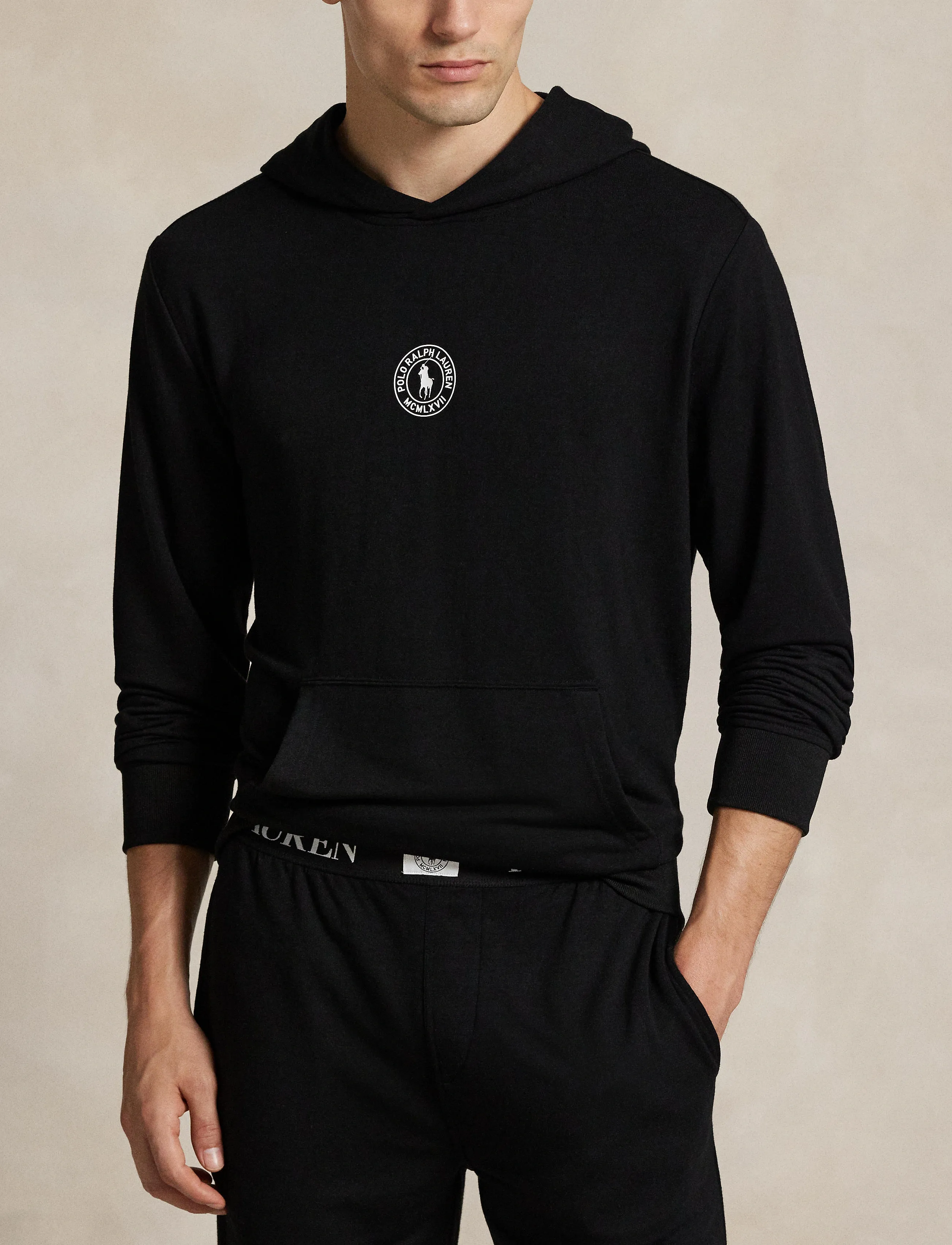 Polo Ralph Lauren Logo French Terry Sleep Hoodie - Hupparit - POLO BLACK/POLO B / black